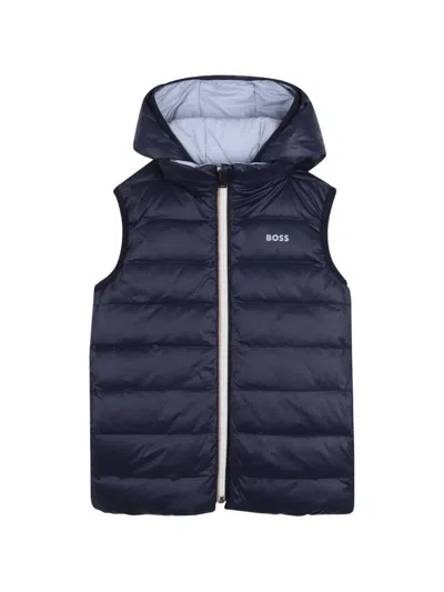 Bosswear Kids' Reversible Hooded Gilet In Blue