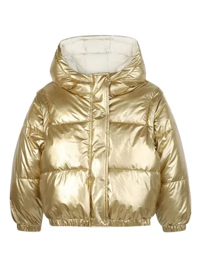 Bosswear Kids' Reversible Metallic Puffer Jacket In Gold