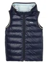 Bosswear Reversible Padded Hooded Gilet In Blue