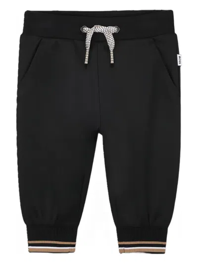 Bosswear Babies' Ribbed-cuff Drawstring Trousers In Black
