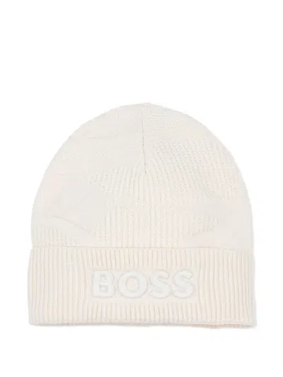 Bosswear Babies' Ribbed Logo Beanie In White