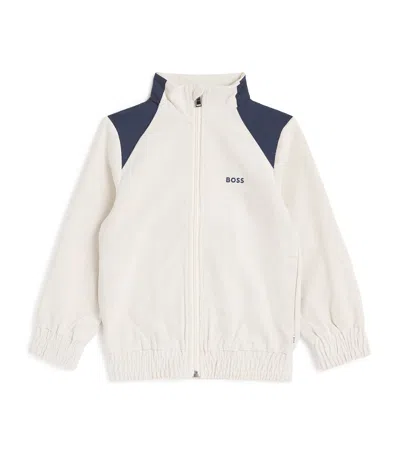 Bosswear Kids' Ribbed Logo Track Jacket In White