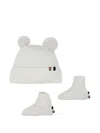 Bosswear Ribbed Pom-pom Beanie And Booties Set In White