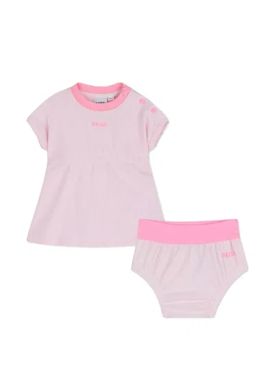 Bosswear Kids' Ribbed Two-piece Set In Pink