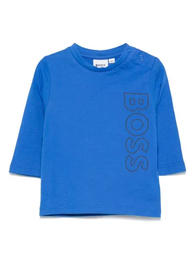 Bosswear Babies' Rubberised Logo-detail T-shirt In Blue