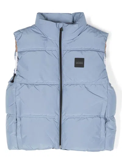 Bosswear Kids' Rubberised-logo Gilet In Blue