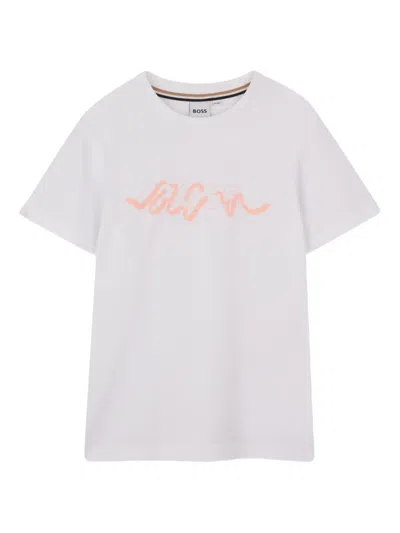 Bosswear Kids' Script-print Short-sleeve T-shirt In White