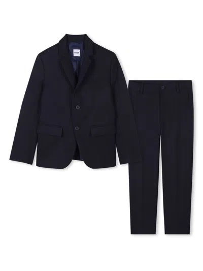Bosswear Kids' Single-breasted Two-piece Suit In Blue
