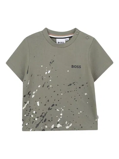 Bosswear Babies' T-shirt Mit Farbklecks-print In Green