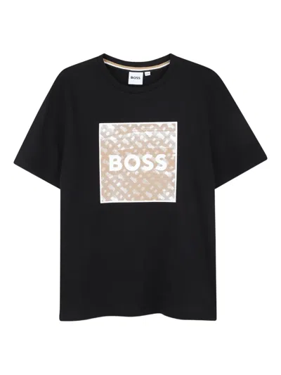 Bosswear Kids' Square-logo T-shirt In Black