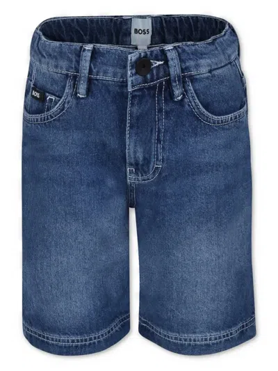 Bosswear Kids' Straight-leg Denim Shorts In Blue
