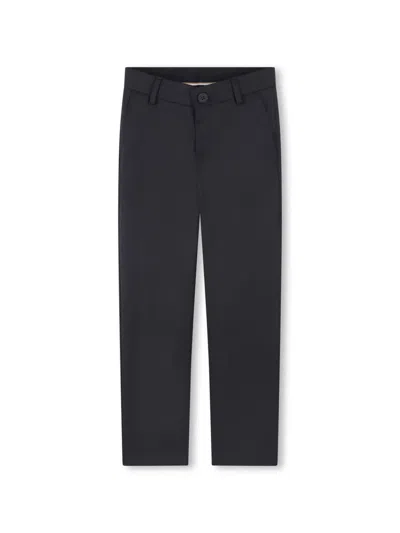 Bosswear Kids' Straight-leg Wool-blend Trousers In Blue