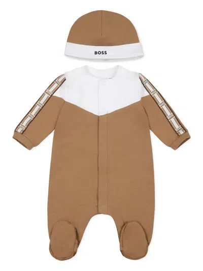 Bosswear Stretch-cotton Babygrow Set In Brown