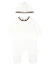 Bosswear Stripe-detail Babygrow Set In White