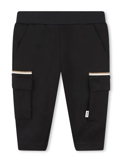 Bosswear Babies' Stripe-detail Cargo Track Pants In Black