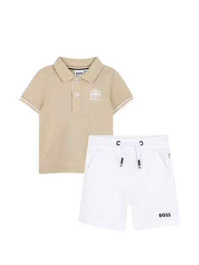 Bosswear Babies' Stripe-detail Polo Shirt And Shorts Set In Multi