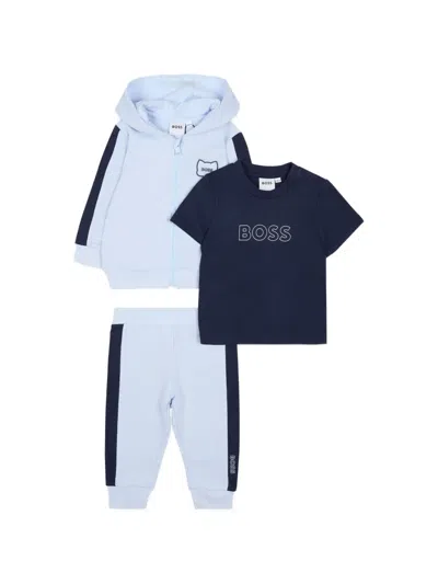 Bosswear Babies' Stripe-detail Tracksuit Set In Blue