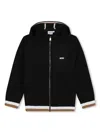 Bosswear Stripe-detail Zip-up Hoodie In Black