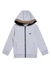 Bosswear Stripe-detail Zip-up Hoodie In Grey