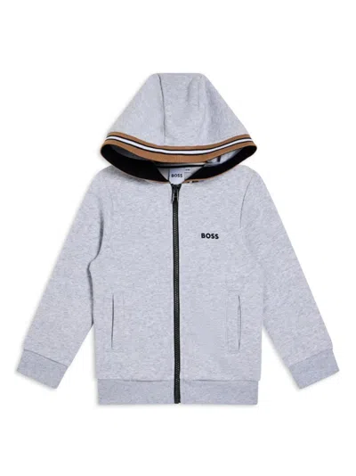 Bosswear Kids' Stripe-detail Zip-up Hoodie In Grey