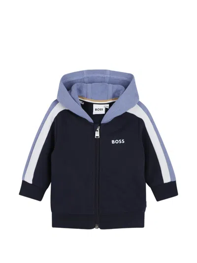 Bosswear Babies' Stripe Logo Hoodie In Blue
