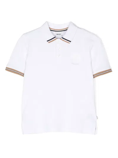 Bosswear Kids' Stripe-trim Polo Shirt In White
