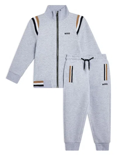 Bosswear Kids' Stripe-trimmed Tracksuit In Grey