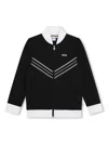 BOSSWEAR STRIPED APPLIQUÉ ZIPPED CARDIGAN