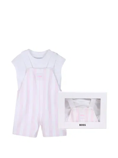 Bosswear Kids' Striped Babygrow Set In White
