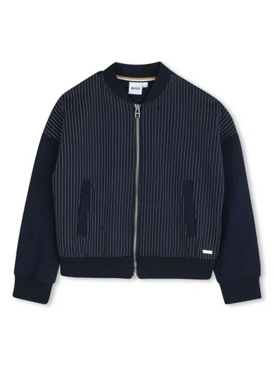 Bosswear Kids' Striped Bomber Jacket In Blue