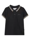 Bosswear Striped Collar Polo Shirt In Black