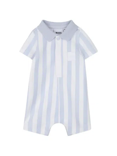Bosswear Babies' Striped Collared Swimsuit In Blue