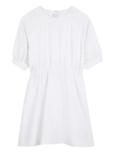 Bosswear Kids' Striped Drawstring-waist Dress In White