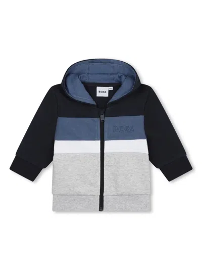 BOSSWEAR STRIPED HOODED ZIPPED CARDIGAN