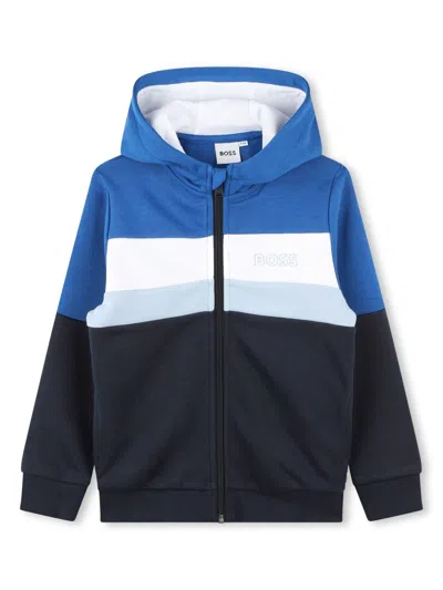 Bosswear Kids' Striped Hoodie In Blau