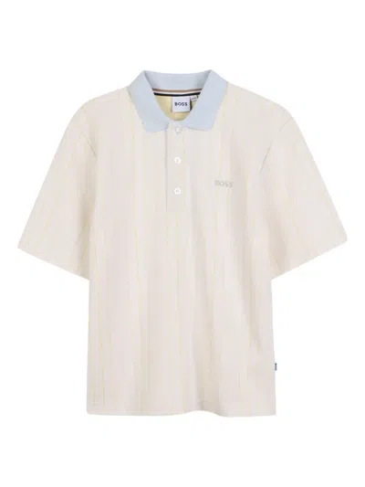 Bosswear Kids' Striped Polo Shirt In Neutral