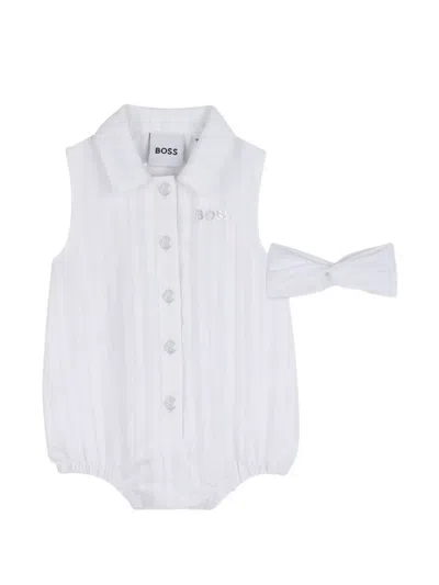 Bosswear Babies' Striped Romper Set In White