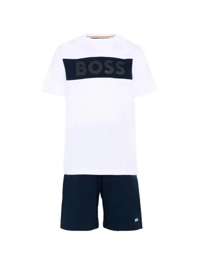 Bosswear Kids' Striped Short Set In White