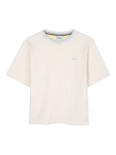 Bosswear Kids' Striped Short-sleeve T-shirt In Neutral