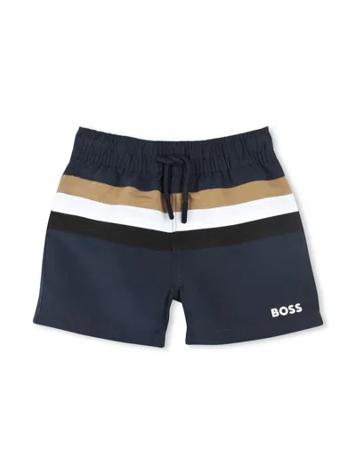 Bosswear Babies' Striped Swim Shorts In 蓝色