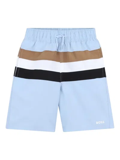 Bosswear Kids' Striped Swim Shorts In Blue