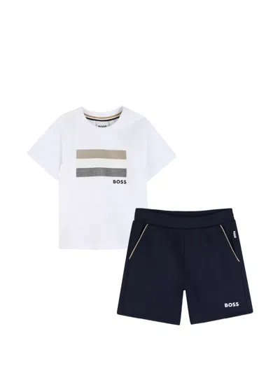 Bosswear Kids' Striped T-shirt And Shorts Set In Multi