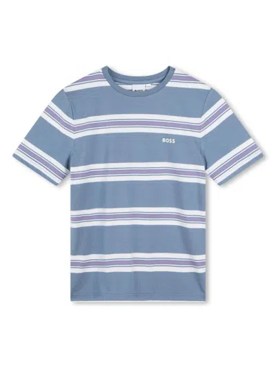 Bosswear Kids' Striped T-shirt In Medium Grey
