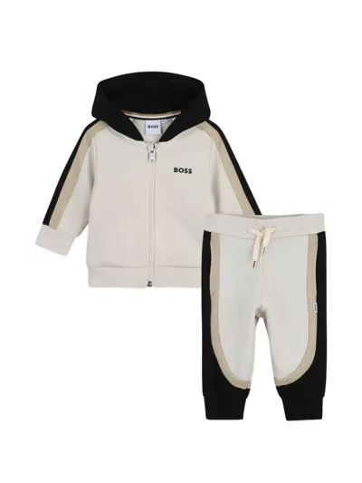 Bosswear Babies' Striped Tracksuit Set In Neutral