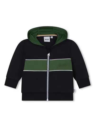 Bosswear Babies' Striped Zip-up Hoodie In Blue