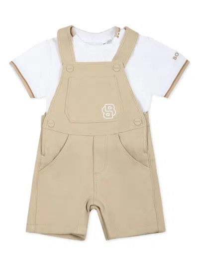 Bosswear Babies' T-shirt And Dungarees Set In Neutrals