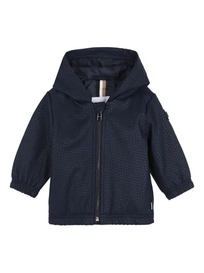 Bosswear Babies' Textured Hooded Coat In Blue