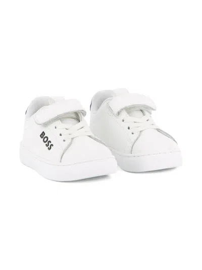 Bosswear Babies' Touch-strap Lace-up Sneakers In White