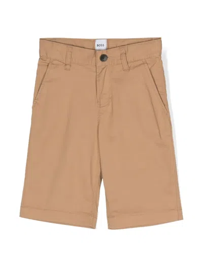 Bosswear Kids' Turn-up Cotton Shorts In Neutrals