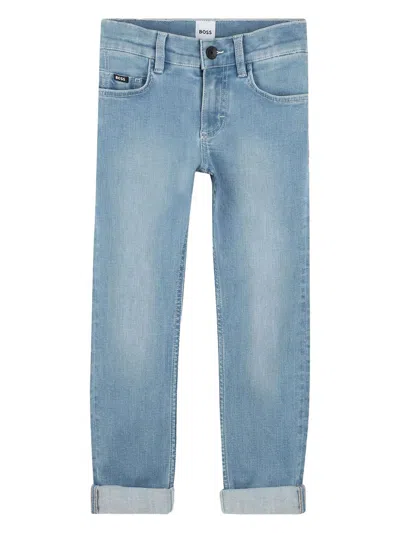 Bosswear Kids' Turn-up Jeans In Denim Blue Clear